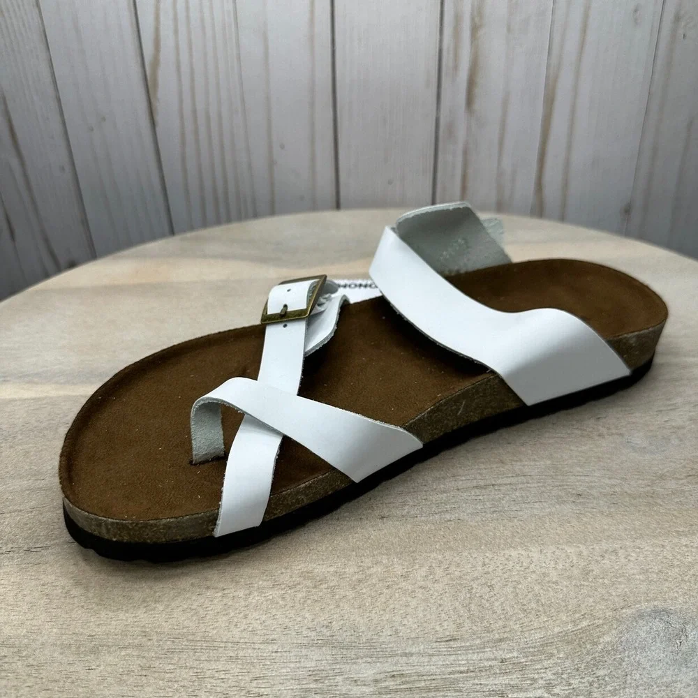 Sonoma Gojiberry Sandals Womens 8.5 White Leather Comfort Slip On New